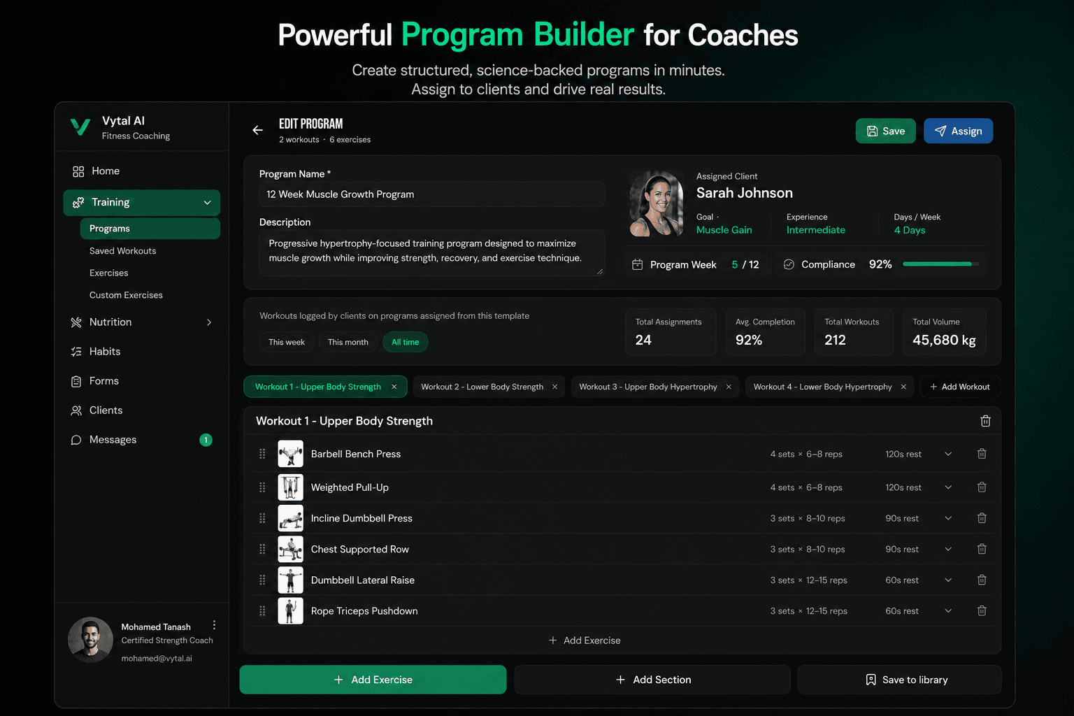 Vytal AI trainer dashboard